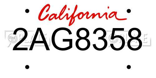 2AG8358 California License Plate