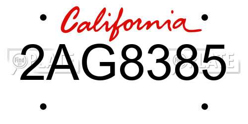 2AG8385 California License Plate
