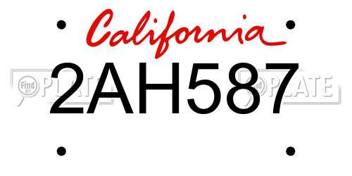 2AH587 California License Plate