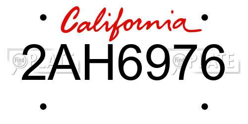 2AH6976 California License Plate