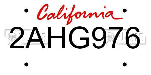 2AHG976 California License Plate