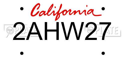 2AHW27 California License Plate