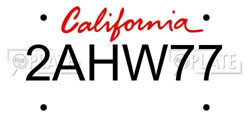 2AHW77 California License Plate