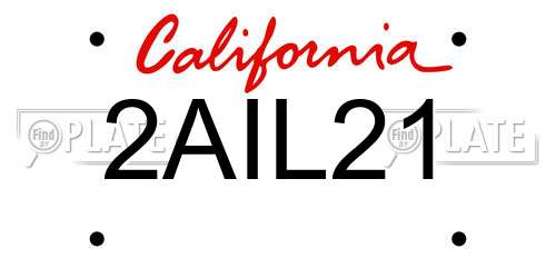 2AIL21 California License Plate