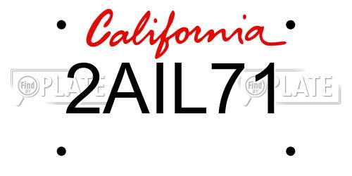 2AIL71 California License Plate