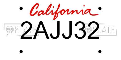 2AJJ32 California License Plate
