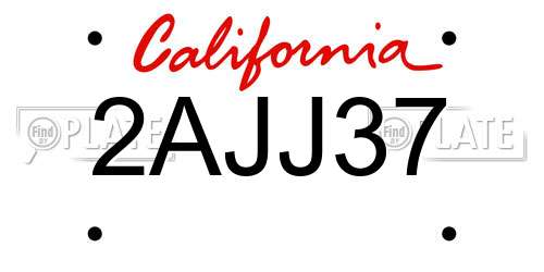 2AJJ37 California License Plate