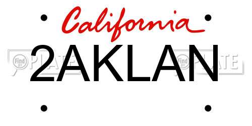 2AKLAN California License Plate