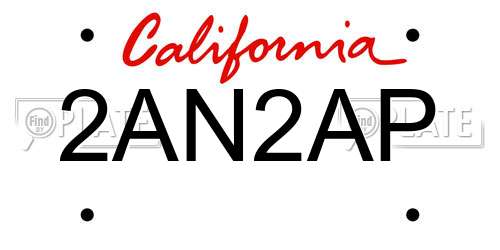 2AN2AP California License Plate