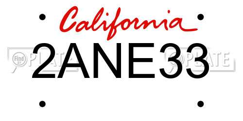 2ANE33 California License Plate