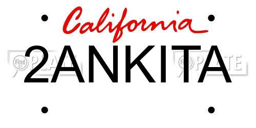 2ANKITA California License Plate