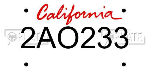 2AO233 California License Plate