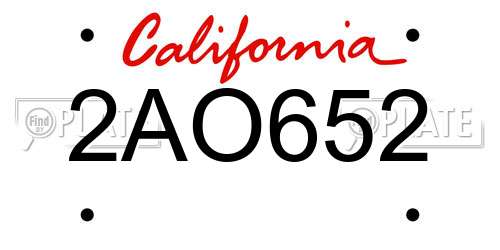 2AO652 California License Plate