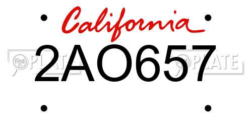 2AO657 California License Plate
