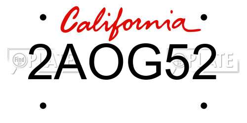 2AOG52 California License Plate