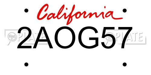 2AOG57 California License Plate