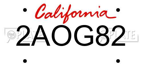 2AOG82 California License Plate