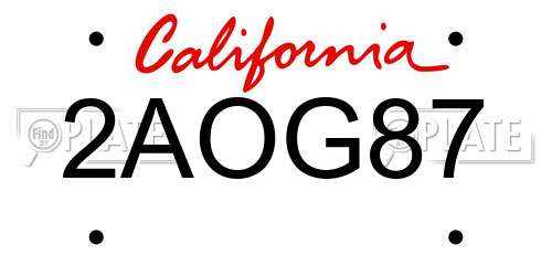 2AOG87 California License Plate