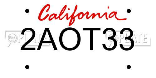 2AOT33 California License Plate