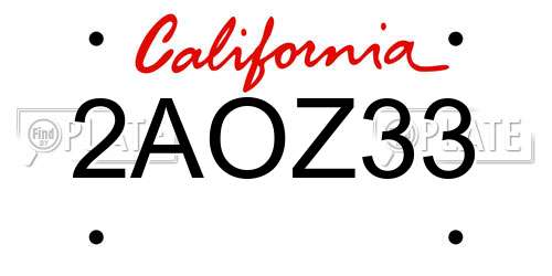 2AOZ33 California License Plate