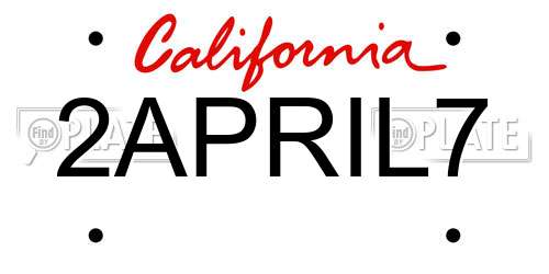 2APRIL7 California License Plate