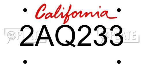 2AQ233 California License Plate