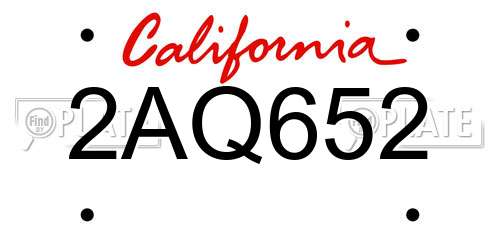 2AQ652 California License Plate