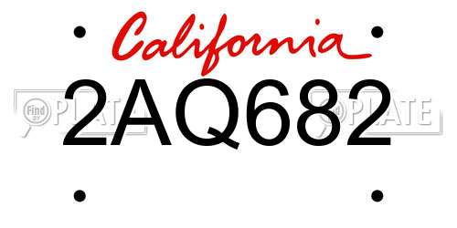 2AQ682 California License Plate