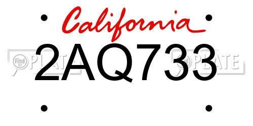 2AQ733 California License Plate