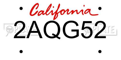 2AQG52 California License Plate
