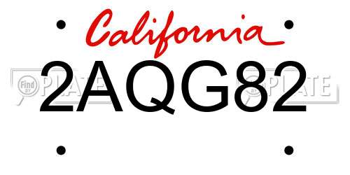 2AQG82 California License Plate