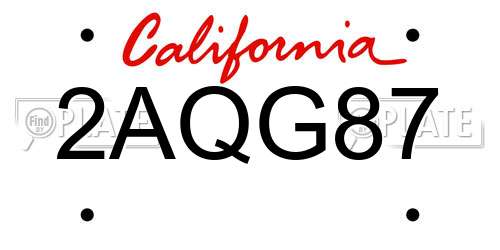 2AQG87 California License Plate