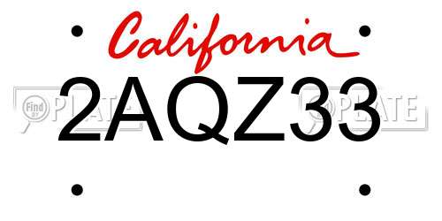 2AQZ33 California License Plate