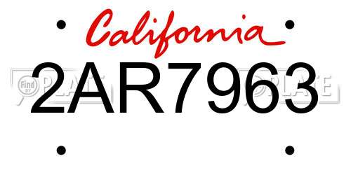 2AR7963 California License Plate