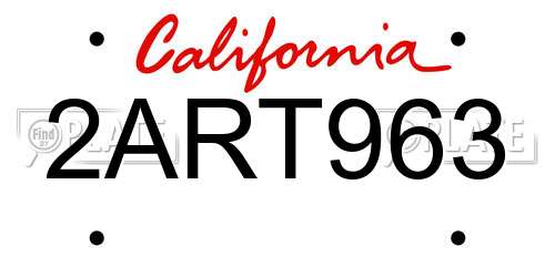 2ART963 California License Plate