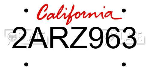 2ARZ963 California License Plate