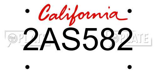 2AS582 California License Plate