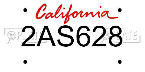 2AS628 California License Plate