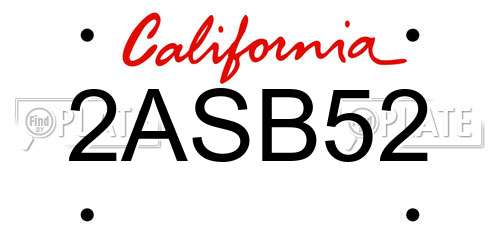 2ASB52 California License Plate