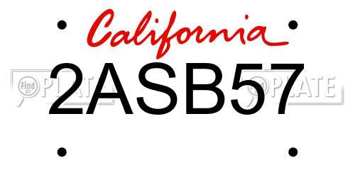 2ASB57 California License Plate