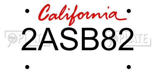 2ASB82 California License Plate