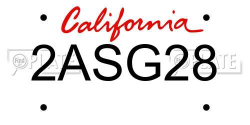 2ASG28 California License Plate