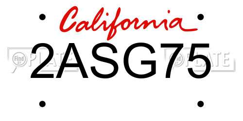 2ASG75 California License Plate