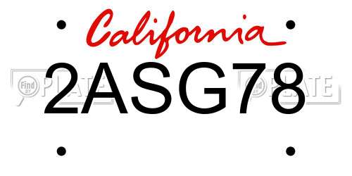 2ASG78 California License Plate