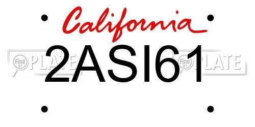 2ASI61 California License Plate
