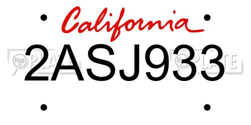 2ASJ933 California License Plate