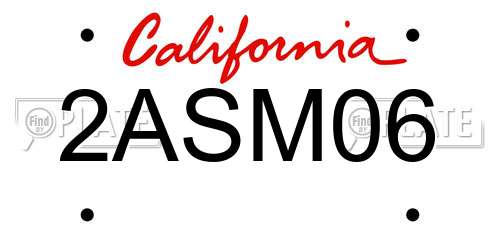 2ASM06 California License Plate
