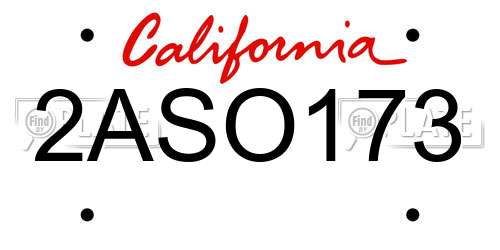 2ASO173 California License Plate