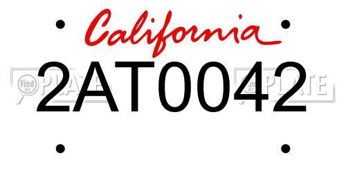 2AT0042 California License Plate