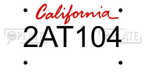 2AT104 California License Plate